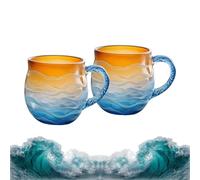 Générique Golden Tide Mug, Glass Sunset Mug, 12oz Sea Glass Wave Mugs, Unique Textured Beach Theme Mugs forTea Wine, Seas Inspired Drinkware for Ocean Lovers (2PCS)