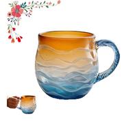 Générique Golden Tide Mug, Handcrafted Glass 12oz Sea Glass Wave Mug, Unique Textured Beach Theme Mugs, for Tea Wine Ice Drink (1PCS)