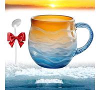 Générique Golden Tide Mug, Sea Glass Mug, 12oz Sea Glass Wave Mugs, Ocean Wave Mugs, Unique Waves Shape Design For Tea Wine Ice Drink, For Ocean Lovers (1PC)