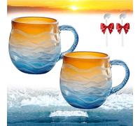 Générique Golden Tide Mug, Sea Glass Mug, 12oz Sea Glass Wave Mugs, Ocean Wave Mugs, Unique Waves Shape Design For Tea Wine Ice Drink, For Ocean Lovers (2PCS)