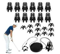 Générique Golf Tees Set with Rope Base for Simulator - ABS Black 4.5x3.5cm 320g 12 High 12 Short - Practice Driving Mat Tee Holder for Indoor Golf Training - Disc & Rope Kit