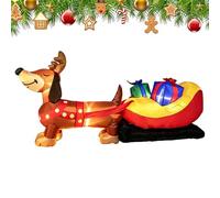 Générique Gonflable de Noël Décor de Teckel en Luge 2,4 m | Gonflables de Noël d'Extérieur avec Lumières LED Intégrées pour Jardin Pelouse Fête Piscine Extérieure Plage Maison de