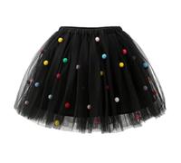 Générique Gonna da Festa di carnevale e Circo, minigonna svasata Con Volant e Paillettes per spettacoli di Danza in Costume da Festival (Black, S)