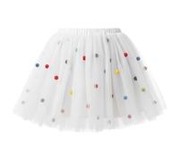 Générique Gonna da Festa di carnevale e Circo, minigonna svasata Con Volant e Paillettes per spettacoli di Danza in Costume da Festival (White, M)