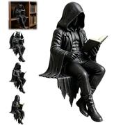 Générique Gothic Dark Fantasy Figure,Hooded Shadow Reader Statue,Skull Black Robe Mystery Reading Sculpture,Unique Home Office Desktop Decor,Unique Gift for Book Lovers Gothic Art Collectors