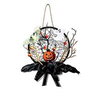 Générique Gothic Halloween Wreath, Pumpkin Door Decor, Spider Web Sign