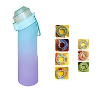 Générique Gourde de Sport 650 ml avec Paille, Étanche, Dégradé Bleu Violet, Inclut 7 Capsules Aromatisées sans Sucre (Dégradé bleu)