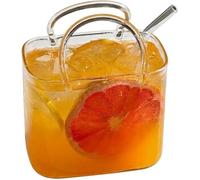 Générique Gourde en verre en forme de sac fourre-tout, mug à paille original, anse monobloc artisanale, joli mug fourre-tout portable, idéal pour les jus, le thé, les fleurs (1PCS)