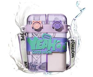 Générique Gourde Enfant - 760ML Bouteille D’Eau Léger, De Voyage À Double Compartiment Avec Paille Intégrée Et Ouverture Facile | Pour École Maison Sport Activités Extérieures