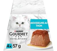 générique Gourmet - Pâtée Mousse Saveur Thon en Sauce Délicieuse, Texture Fondante pour Chat Adulte (4x57g) - Le Lot de 3