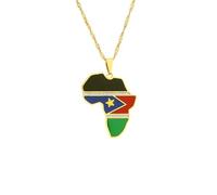 Générique Goutte d’huile émaillée collier pendentif drapeau du Soudan du Sud pour femmes bijoux ethniques cadeaux d’anniversaire