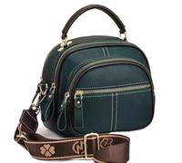 Générique Gpmsign Leather Bag, Adjustable Wide Shoulder Strap Leather Bag, Multifunctional Compartments, Women Stylish Small Crossbody (Green)