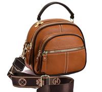 Générique Gpmsign Leather Bag, Adjustable Wide Shoulder Strap Leather Bag, Multifunctional Compartments, Women Stylish Small Crossbody (Yellow)