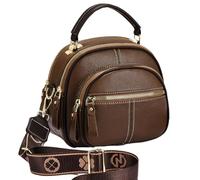 Générique Gpmsign Leather Bag, Adjustable Wide Shoulder Strap Leather Bag, Multifunctional Compartments, Women Stylish Small Crossbody (Brown)