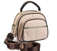 Générique Gpmsign Leather Bag, Adjustable Wide Shoulder Strap Leather Bag, Multifunctional Compartments, Women Stylish Small Crossbody (Light Pink)