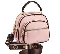 Générique Gpmsign Leather Bag, Adjustable Wide Shoulder Strap Leather Bag, Multifunctional Compartments, Women Stylish Small Crossbody (Pink)