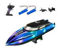 Générique Graddi Aquablaze, 2.4GHz Remote Control Racing Boats with LED Lights, 200 Mins Long Battery Life, One-Button Reset, Self-Righting Waterproof Design, USB Rechargeable (2 Batteries,Blue)