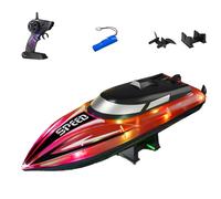 Générique Graddi Aquablaze, 2.4GHz Remote Control Racing Boats with LED Lights, 200 Mins Long Battery Life, One-Button Reset, Self-Righting Waterproof Design, USB Rechargeable (1 Batteries,Red)
