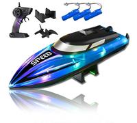 Générique Graddi Aquablaze,2.4GHz Remote Control Racing Boats with LED Lights,Rechargeable,Low Battery Warning,One-Button Reset,Waterproof,Adjustable Speed (Blue,C)