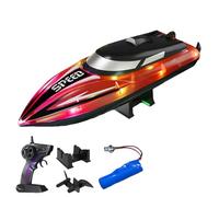 Générique Graddi Aquablaze, 2.4GHz Remote Control Racing Boats with LED Lights, USB Rechargeable, 200 Mins Long Battery Life, Low Battery Alert, Out of Distance Alert (Red-1 Battery)