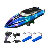 Générique Graddi Aquablaze, 2.4GHz Remote Control Racing Boats with LED Lights, USB Rechargeable, 200 Mins Long Battery Life, Low Battery Alert, Out of Distance Alert (Blue-2 Battery)