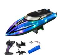 Générique Graddi Aquablaze, 2.4GHz Remote Control Racing Boats with LED Lights, USB Rechargeable, 200 Mins Long Battery Life, Low Battery Alert, Out of Distance Alert (Blue-1 Battery)