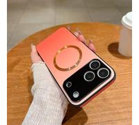 Générique Gradient Glass-Gloss Case Compatible, Magnetic Body Slim Phone Case with Full Camera Lens Protector, for Phone 17/16/15/14/13/12 (Orange,15 Pro)