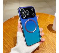 Générique Gradient Glass-Gloss Case Compatible, Magnetic Body Slim Phone Case with Full Camera Lens Protector, for Phone 17/16/15/14/13/12 (Purple-Blue,16 Pro)