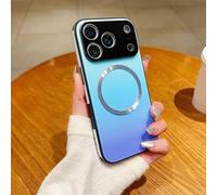 Générique Gradient Glass-Gloss Case Compatible, Magnetic Body Slim Phone Case with Full Camera Lens Protector, for Phone 17/16/15/14/13/12 (White-Blue,17 Pro Max)