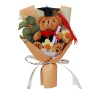Générique Graduation Bear Roses Flower Bouquet, Handmade Creative Crochet Flowers, Woven Plush Bouquet Long-Lasting Flower Arrangement for Graduates