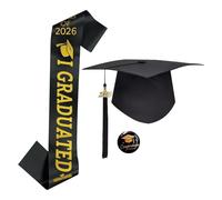 Générique Graduation Cap - Sash 2026 Bachelor Headwear with Long Sash Badge | Graduation Party Outfit Accessories Set Classic Tassel Cap with Adjustable Fit for College, School, Graduates, Unisex