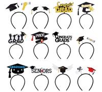 Générique Graduation Hat Headband, 12 Pieces Adjustable Graduation Cap Hair Accessories, Mini Mortarboard Headbands for School Senior Class Celebration, College and Preschool Grad Party Supplies