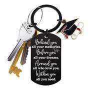 Générique Graduation Keychain Keepsake - Stainless Steel Graduate Bag Pendant | 5x2.8cm Long, 3cm Round, 20g Lightweight Backpack Ornament Gift for High School College Son Daughter Friend Grandchild