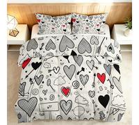 Générique Graffiti Couette Imprimée Réversible 220 x 240 cm, Couette sans Housse Cœur Flèche de Cupidon Nuage 4 Saisons Lavable Legere - Édredon Chaud Courtepointe Léger pour Garçons Filles