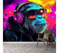 Générique Graffitis 3D Papier Peint Intissé Panoramique 350x256cm, Singe Néon De Style Graffiti Grandes Murales Poster pour Salon, Adulte Chambre d'enfants, Étude Décoration
