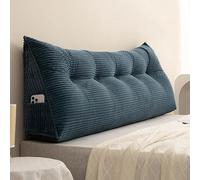 Générique Grand Oreiller Compensé en Velours Côtelé Oreiller de tête de lit, Coussin De Lecture Rembourré, Coussin De Dossier Canapé, Coussin De Soutien Lombaire Lavable, Traversin(100x50x20cm,Blue)