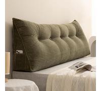 Générique Grand Oreiller Compensé en Velours Côtelé Oreiller de tête de lit, Coussin De Lecture Rembourré, Coussin De Dossier Canapé, Coussin De Soutien Lombaire Lavable, Traversin(100x50x20cm,Green)