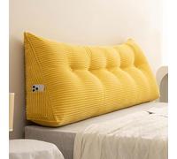 Générique Grand Oreiller Compensé en Velours Côtelé Oreiller de tête de lit, Coussin De Lecture Rembourré, Coussin De Dossier Canapé, Coussin De Soutien Lombaire Lavable, Traversin(50x50x20cm,Yellow)