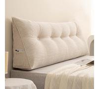 Générique Grand Oreiller Compensé en Velours Côtelé Oreiller de tête de lit, Coussin De Lecture Rembourré, Coussin De Dossier Canapé, Coussin De Soutien Lombaire Lavable, Traversin(180x50x20cm,Beige)