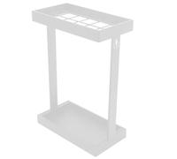 Générique Grand Porte-parapluies Blanc avec bac à Eau Amovible, Crochets décoratifs, Design rectangulaire en métal pour entrée, 18 Compartiments - Solution de Rangement élégante et fonctionn