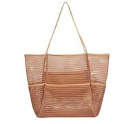 Générique Grand Sac de Plage XXL Famille, Sac Cabas Femme en Maille Pliable avec Fermeture Éclair et Multi Poches, Beach Bag Pliable pour Piscine Shopping Voyage Vacances Gym