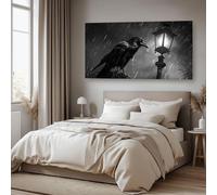 Générique Grand Tableau Decoration Murale Noir Corbeau Impression sur Toile Nostalgique lanterne Poster Mural Noir et blanc Affiche Colorée Décoration Murale Chambre Bureau Sans Cadre 60x120 cm