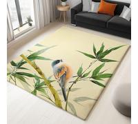 Générique Grand Tapis de Salon Oiseau Oriental Séjour et Studio Zen Élégant Lavable Antidérapant 140 x 200 cm Vert Beige