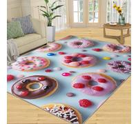 Générique Grand Tapis Lavable en Forme de Beignets pour Salon, Doux et antidérapant, Motif Macarons, 240 x 300 cm, pour Chambre à Coucher, décoration d'intérieur