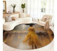 Générique Grand Tapis Rond antidérapant pour Salon, Chambre à Coucher, Table à Manger, décoration d'intérieur - Girl in The Rain - 160 cm