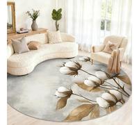 Générique Grand Tapis Rond en Coton Lavable pour Salon, Chambre à Coucher, Table à Manger, décoration d'intérieur - 240 cm