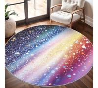 Générique Grand Tapis Rond Lavable 100 cm, Motif éToile Arc-en-Ciel À Poils Courts Antidérapant Tapis pour Salon et Chambre, Coloré Tapi Doux Chambre d'enfant Décoration - Entretien Facile