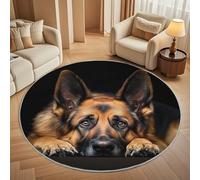 Générique Grand Tapis Rond Lavable 180 cm, Animal Berger Allemand À Poils Courts Antidérapant Tapis pour Salon et Chambre, Noir Tapi Doux Chambre d'enfant Décoration - Entretien Facile