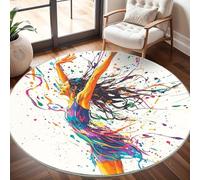 Générique Grand Tapis Rond Lavable 200 cm, Graffiti Abstrait : Gymnaste À Poils Courts Antidérapant Tapis pour Salon et Chambre, Coloré Tapi Doux Chambre d'enfant Décoration - Entretien Facile