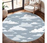 Générique Grand Tapis Rond Lavable 200 cm, Nuages de Dessins AniméS Simples À Poils Courts Antidérapant Tapis pour Salon et Chambre, Gris Tapi Doux Chambre d'enfant Décoration - Entretien Facile